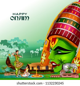 easy to edit vector illustration of Happy Onam holiday for South India festival background
