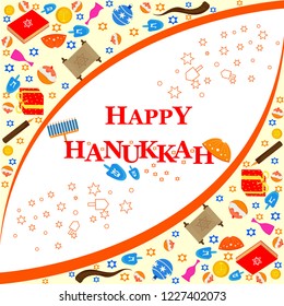 easy to edit vector illustration of Happy Hanukkah for Israel Festival of Lights celebration