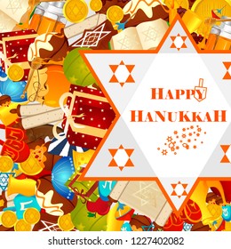 easy to edit vector illustration of Happy Hanukkah for Israel Festival of Lights celebration