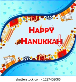 easy to edit vector illustration of Happy Hanukkah for Israel Festival of Lights celebration