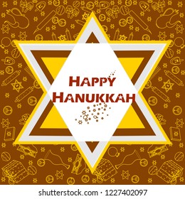 easy to edit vector illustration of Happy Hanukkah for Israel Festival of Lights celebration