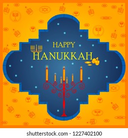 easy to edit vector illustration of Happy Hanukkah for Israel Festival of Lights celebration