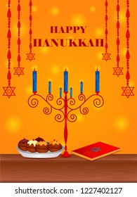 easy to edit vector illustration of Happy Hanukkah for Israel Festival of Lights celebration