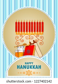 easy to edit vector illustration of Happy Hanukkah for Israel Festival of Lights celebration