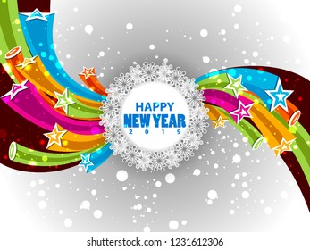 easy to edit vector illustration of Happy New Year 2019 wishes seasonal greeting background