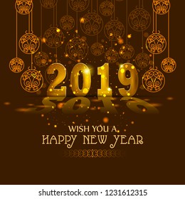 easy to edit vector illustration of Happy New Year 2019 wishes seasonal greeting background