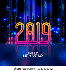 easy to edit vector illustration of Happy New Year 2019 wishes seasonal greeting background