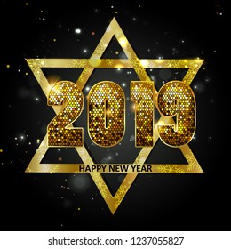 easy to edit vector illustration of Happy New Year 2019 wishes seasonal greeting background