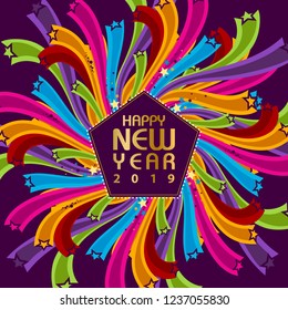 easy to edit vector illustration of Happy New Year 2019 wishes seasonal greeting background