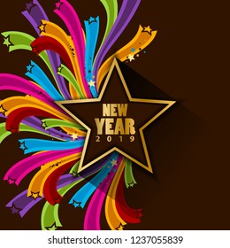 easy to edit vector illustration of Happy New Year 2019 wishes seasonal greeting background