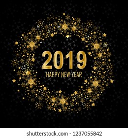 easy to edit vector illustration of Happy New Year 2019 wishes seasonal greeting background