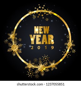 easy to edit vector illustration of Happy New Year 2019 wishes seasonal greeting background