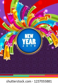 easy to edit vector illustration of Happy New Year 2019 wishes seasonal greeting background
