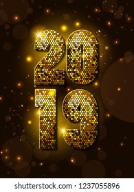 easy to edit vector illustration of Happy New Year 2019 wishes seasonal greeting background