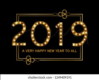 easy to edit vector illustration of Happy New Year 2019 wishes seasonal greeting background