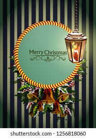 easy to edit vector illustration of Happy New Year and Merry Christmas greeting background