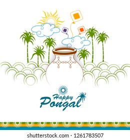 easy to edit vector illustration of Happy Pongal festival of Tamil Nadu India background