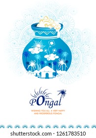 easy to edit vector illustration of Happy Pongal festival of Tamil Nadu India background