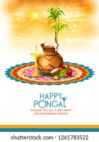 easy to edit vector illustration of Happy Pongal festival of Tamil Nadu India background