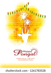 easy to edit vector illustration of Happy Pongal festival of Tamil Nadu India background