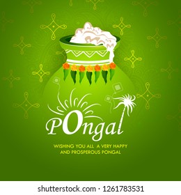 easy to edit vector illustration of Happy Pongal festival of Tamil Nadu India background