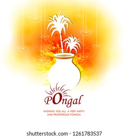 easy to edit vector illustration of Happy Pongal festival of Tamil Nadu India background