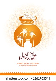 easy to edit vector illustration of Happy Pongal festival of Tamil Nadu India background