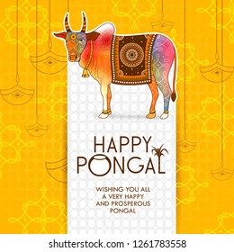 easy to edit vector illustration of Happy Pongal festival of Tamil Nadu India background