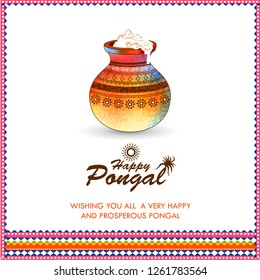 easy to edit vector illustration of Happy Pongal festival of Tamil Nadu India background