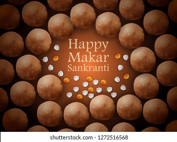 easy to edit vector illustration of Happy Makar Sankranti background