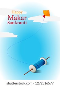 easy to edit vector illustration of Happy Makar Sankranti background with colorful kite