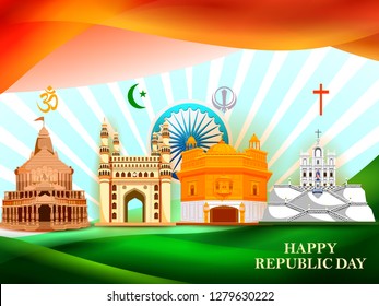 easy to edit vector illustration of Happy Republic Day of India tricolor background for 26 January