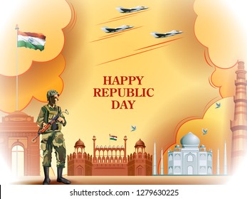 easy to edit vector illustration of Happy Republic Day of India tricolor background for 26 January