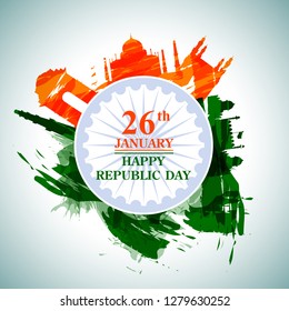 easy to edit vector illustration of Happy Republic Day of India tricolor background for 26 January