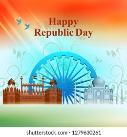 easy to edit vector illustration of Happy Republic Day of India tricolor background for 26 January