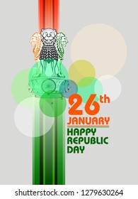 easy to edit vector illustration of Happy Republic Day of India tricolor background for 26 January