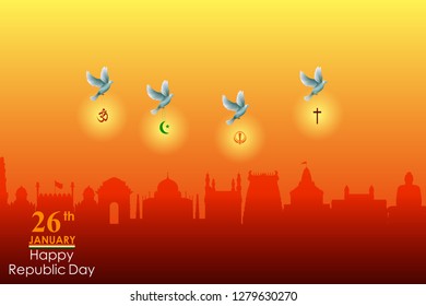 easy to edit vector illustration of Happy Republic Day of India tricolor background for 26 January