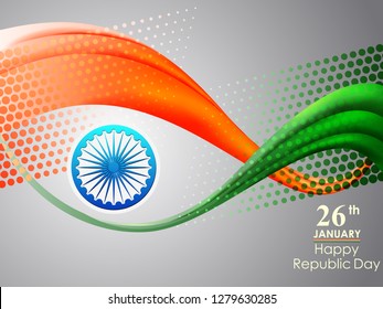 easy to edit vector illustration of Happy Republic Day of India tricolor background for 26 January