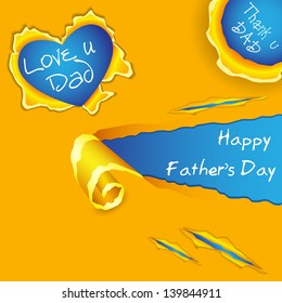 easy to edit vector illustration of Happy Father's Day wishes in torn paper