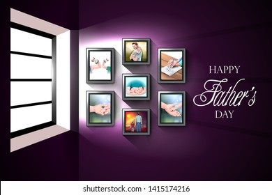 easy to edit vector illustration of Happy Father's Day background showing bonding and relationship between kid and father