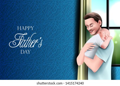 easy to edit vector illustration of Happy Father's Day background showing bonding and relationship between kid and father
