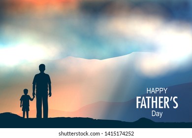 easy to edit vector illustration of Happy Father's Day background showing bonding and relationship between kid and father