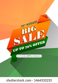 easy to edit vector illustration of Happy Independence Day of India tricolor background for 15 August Big Freedom sale promotion banner