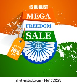 easy to edit vector illustration of Happy Independence Day of India tricolor background for 15 August Big Freedom sale promotion banner