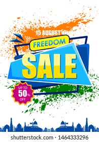 easy to edit vector illustration of Happy Independence Day of India tricolor background for 15 August Big Freedom sale promotion banner