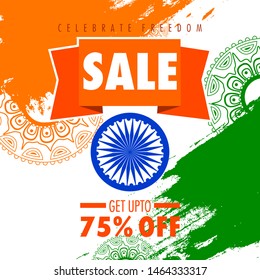 easy to edit vector illustration of Happy Independence Day of India tricolor background for 15 August Big Freedom sale promotion banner