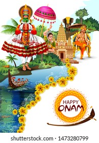 easy to edit vector illustration of Happy Onam holiday for South India festival background