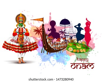 easy to edit vector illustration of Happy Onam holiday for South India festival background