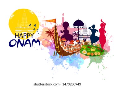 easy to edit vector illustration of Happy Onam holiday for South India festival background