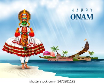 easy to edit vector illustration of Happy Onam holiday for South India festival background